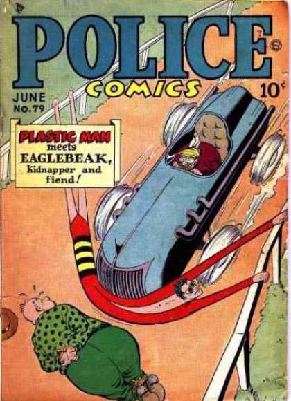 Police Comics 79 - Plastic Man - Eaglebeak - Car - Tied Up - Stopped