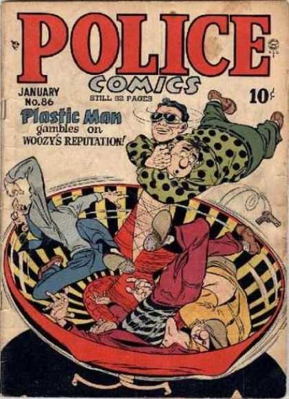 Police Comics 86 - Plastic Man - Woozy - Gambles - Roulette Wheel - Men