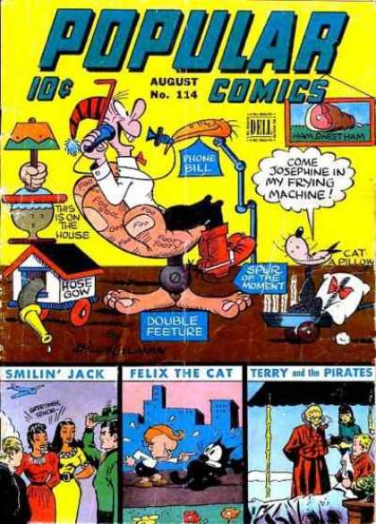 Popular Comics 114 - Man - Cat - Goofy Chair - Goofy Lamp - Goofy Hose