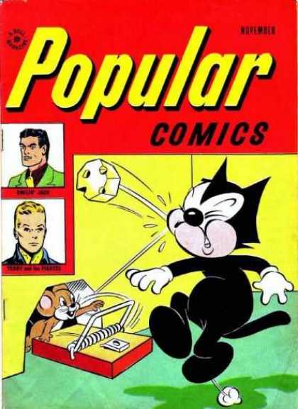 Popular Comics 129 - Black Cat - Cheese - Brown Mouse - Mouse Trap - Blonde Hair