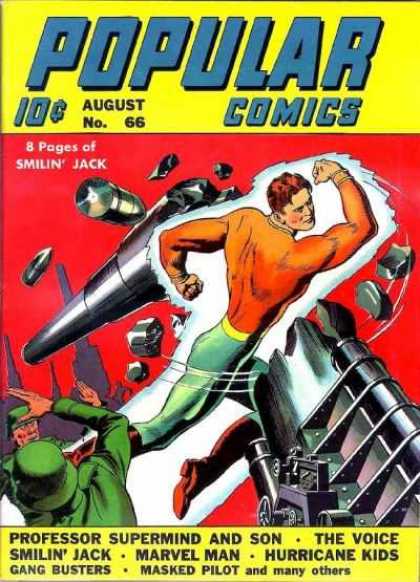 Popular Comics 66 - Smilin Jack - Professor Supermind And Son - The Voice - Marvel Man - Hurricane Kids