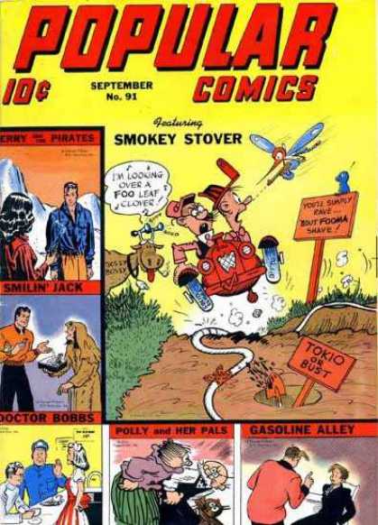 Popular Comics 91 - Smokey Stover - Smilin Jack - Jerry And The Pirates - Silly - Adventure