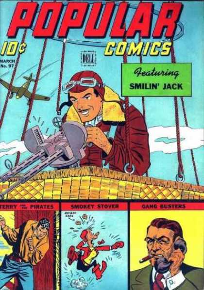 Popular Comics 97 - Smilin Jack - Gun - Airplane - Smokey Stover - Gang Susters