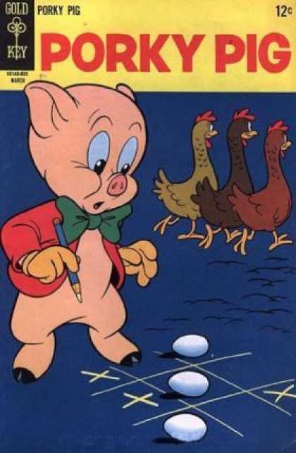 Porky Pig 17 - Chickens - Hens - Eggs - Tic-tac-toe - Pencil