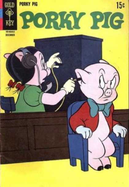 Pigtails - Chair - Angry Look - Female Pig - Headphones Porky Pig 21 - Pigtails - Chair - Angry Look - Female Pig - Headphones