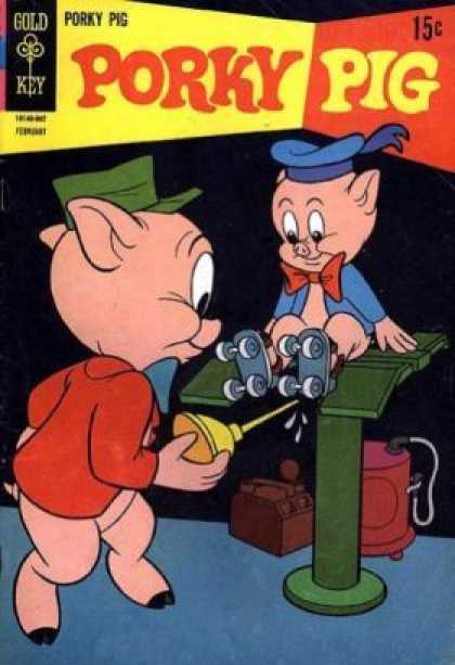 Oil - Bow Tie - Rollerskates - Canister - Father And Son Porky Pig 22 - Oil - Bow Tie - Rollerskates - Canister - Father And Son