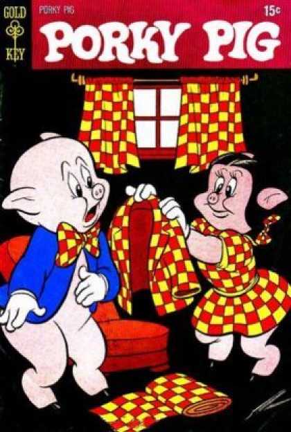 Gold Key - Curtains - Window - Bowtie - Checkered Jacket Porky Pig 34 - Gold Key - Curtains - Window - Bowtie - Checkered Jacket