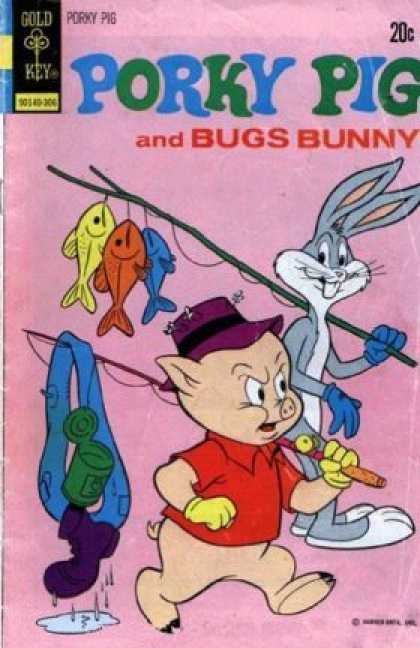 Gold Key - Bugs Bunny - Angling - Fisherman - Pink Porky Pig 48 - Gold Key - Bugs Bunny - Angling - Fisherman - Pink