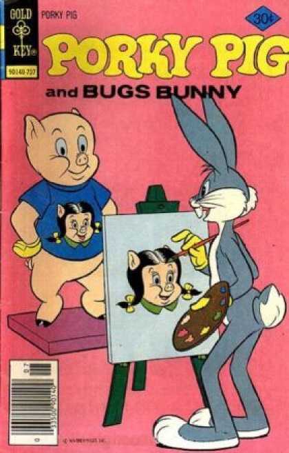 Porky Pig 75 - Bugs Bunny - Cartoon - Painting - Looney Tunes - Petunia Pig