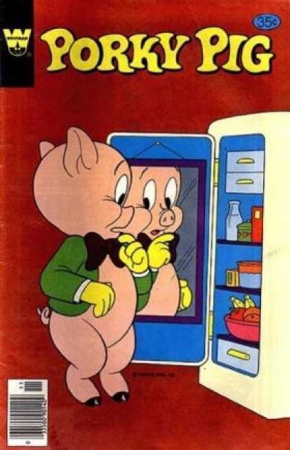 Porky Pig 85 - Refrigerator - Mirror - Food - Reflection - Bowtie