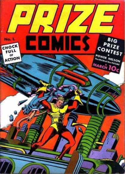 Prize Comics 1 - Crestwood Publications - Superhero - Airplane - City - Future