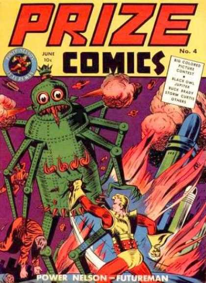 Prize Comics 4 - In The Future - Alien Fight - Smoke - Spaceship - Space Craft
