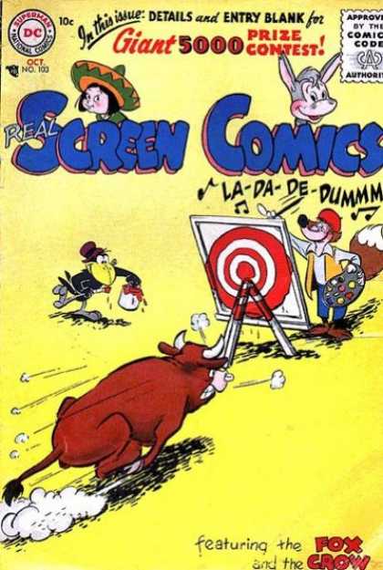 Real Screen Comics 103 - Donkey - Giant 5000 Prize Contest - Bull - Painted Target - Artist