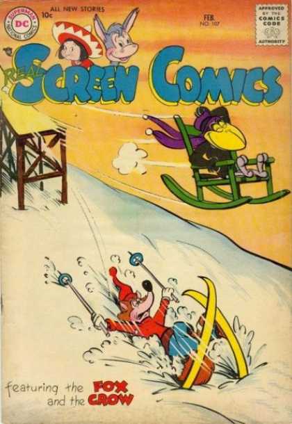 Real Screen Comics 107 - Donkey - Black Bird - Snow - Ski - Wolf