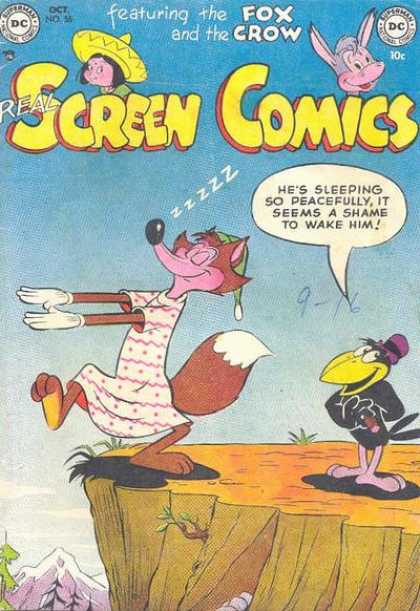 Real Screen Comics 55 - Fox Crow - Girl - Donkey - Crow - Fox