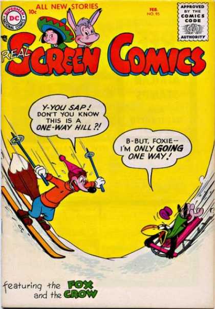 Real Screen Comics 95 - Fox Crow - Snow Skiing - Foxie - Sledding - Snow