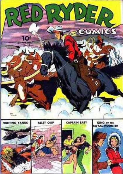 Red Ryder Comics 16 - Red Ryder - Horses - Indian - Air Plane - Captain Easy
