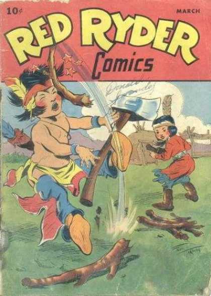 Red Ryder Comics 44 - Comics - March - Indians - Hammer - Funny Picture