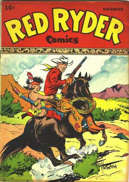 Red Ryder Comics 53 - Cowboy - Native American Child - Black Horse - Gallop - Mesa