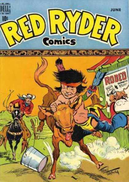 Red Ryder Comics 71 - Rodeo - Calf - Cowboy - Indian - Horse