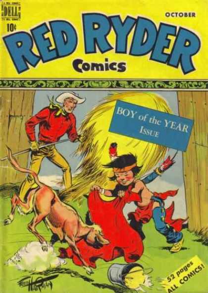 Red Ryder Comics 75 - Cowboy - Indian - Hay - Calf - Barn