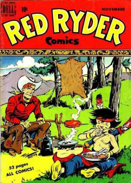 Red Ryder Comics 76 - Forest - Trees - Man - Cook - Fire