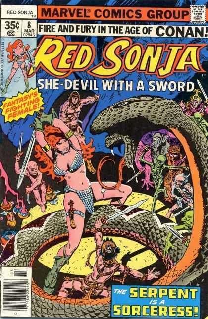 Red Sonja 8 - Fiesty Temptrest - Green Doom - Defeating The King Of Snakes - Red Haired Gladiator - The Yellow Eyed Viper - Frank Thorne