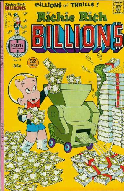 Richie Rich Billions 12 - Dollar Machine - Dollars - Harvey World - 52 Pages - Robot Arm