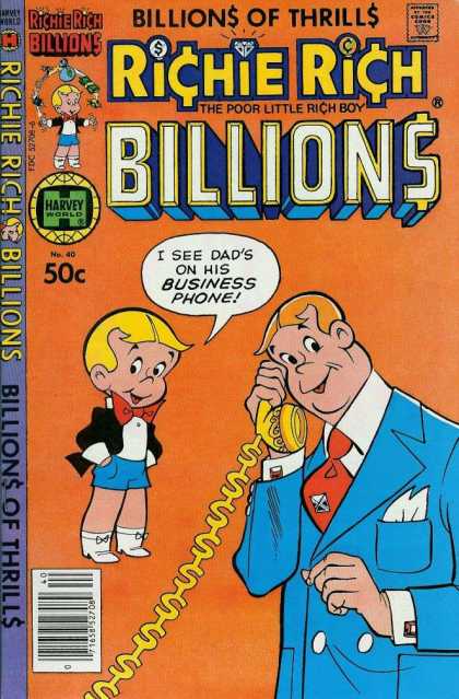 Richie Rich Billions 40 - Dad - Phone - Dollar Signs - Tie - Billions Of Thrills