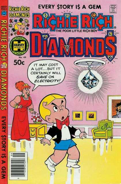 Richie Rich Diamonds 49 - Diamond - Framed Pictures - Red Dress - Green Chair - Yellow Floor