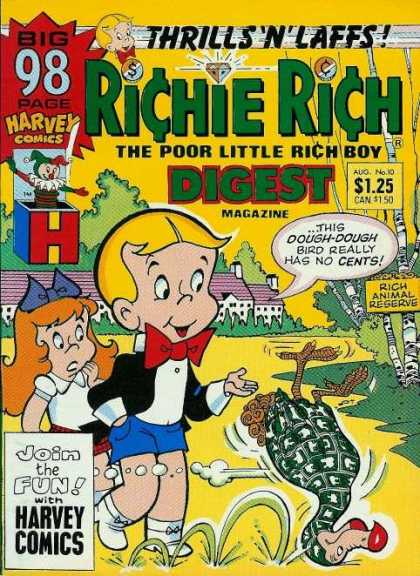 Richie Rich Digest Magazine 10 - Poor Little Rich Boy - Dough Dough Bird - Harvey Comics - Rich Animal Reserve - Thrills N Laffs