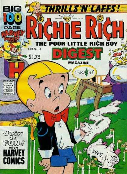 Richie Rich Digest Magazine 18 - Rich Kid - Money - Piggy Bank - Comics - Bow Tie