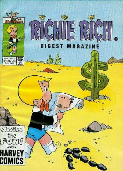 Richie Rich Digest Magazine 25 - Money Cactus - Harvey Comics - Desert - Sand - Rocks