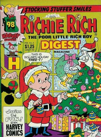 Richie Rich Digest Magazine 5 - Stocking Stuffer Smiles - The Poor Little Rich Boy - Harvey Comics - Big 98 Page - Join The Fun