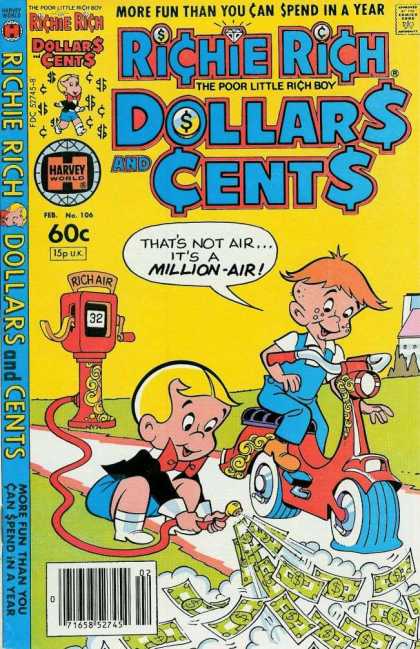 Richie Rich: Dollars & Cents 106 - Scooter - Air Pump - Sidewalk - Redhead - Overalls