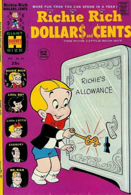 Richie Rich: Dollars & Cents 58 - Blond Hair - Giant - Safe - Key - Dollar