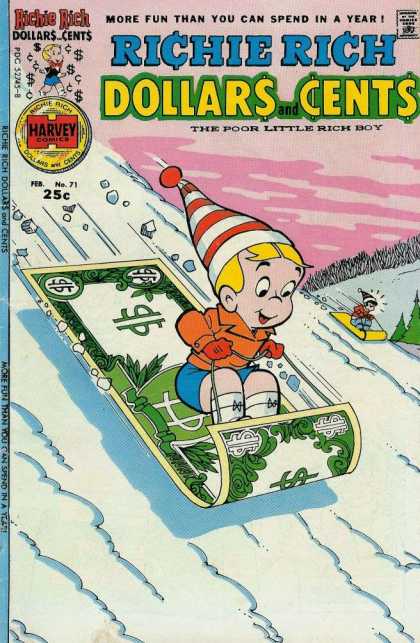 Richie Rich: Dollars & Cents 71 - More Fun Than You Can Spend In A Year - Yhe Poor Little Rich Boy - Harvey Comics - Red Woollen Hat - Little Boy