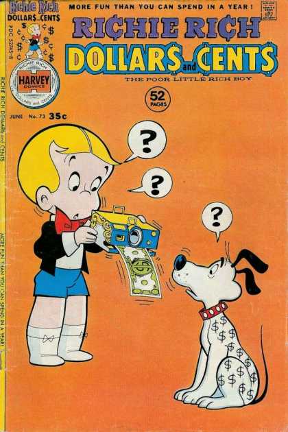 Richie Rich: Dollars & Cents 73 - Money Signs On White Dog - Three Question Marks - Money Machine - 52 Pages - More Fun Than You Can Spend In A Year