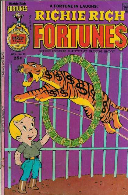 Richie Rich Fortunes 25 - Boy - Tiger Jumping Through Money Circle - Cage - The Poor Little Rich Boy - A Fortune In Laughs