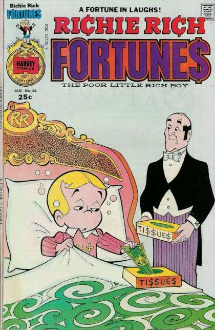 Richie Rich Fortunes 26 - A Fortune In Laughs - The Poor Little Rich Boy - Harvey Comics - Tissues Box - Men