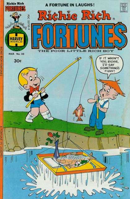 Richie Rich Fortunes 33 - A Fortune In Laughs - Approved By The Comics Code Authority - Harvey World - Fish - The Poor Litlle Rich Boy