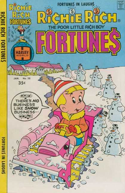Richie Rich Fortunes 38 - The Poor Little Rich Boy - Snow - Laughs - Harvey World - Pdc 52735-9