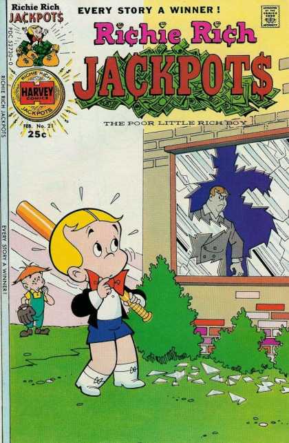 Richie Rich Jackpots 21 - Broken Window - Baseball Bat - Baseball Glove - Father - Harvey