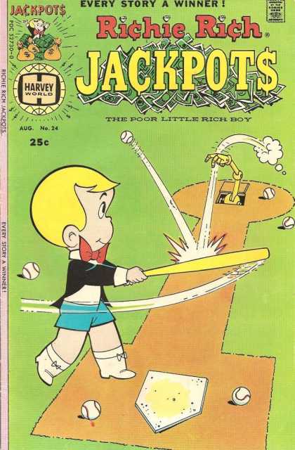 Richie Rich Jackpots 24 - Ball - Money - Approved By The Comics Code - Harvey World - Every Story A Winner