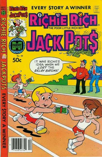 Richie Rich Jackpots 49 - It Was Richies Idea When We Lost The Relay Batons - Sports - Frugal - The Poor Little Rich Boy - Harvey World