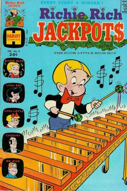 Richie Rich Jackpots 9 - Every Story A Winner - The Poor Little Rich Boy - Harvey Comics - Little Lotta - Cadbury