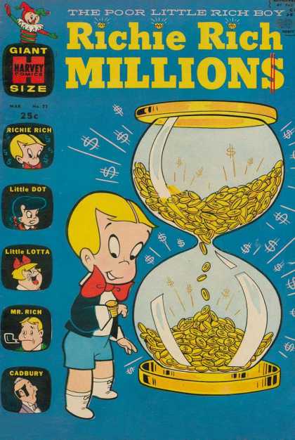 Richie Rich Millions 22 - Hourglass - Coins - Bowtie - Money - Wristwatch