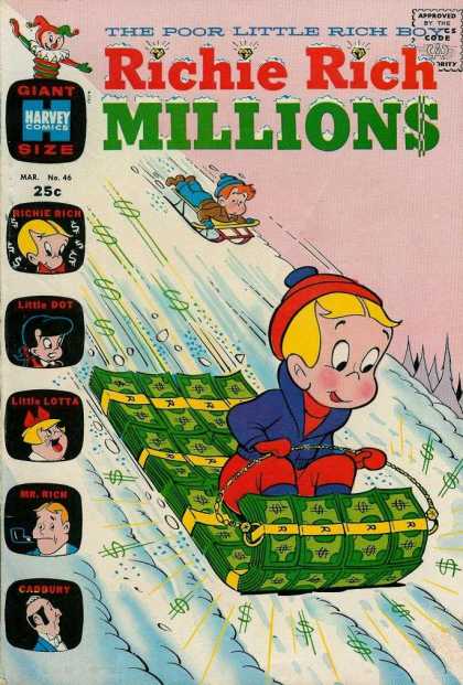 Richie Rich Millions 46 - The Poor Little Rich Boy - Harvey Comics - Richie Rich - Little Dot - Sledding