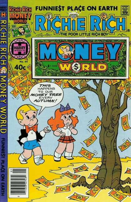 Richie Rich Money World 44 - Autumn - Money Falling - Funniest Place On Earth - Orange Hair Girl - Red Bow Tie