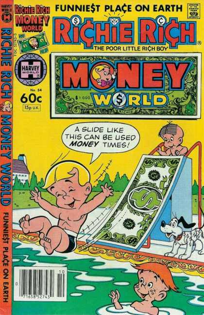 Richie Rich Money World 54 - Cadbury - Money Bags - Harvey Comics - Dollar - Poor Little Rich Boy